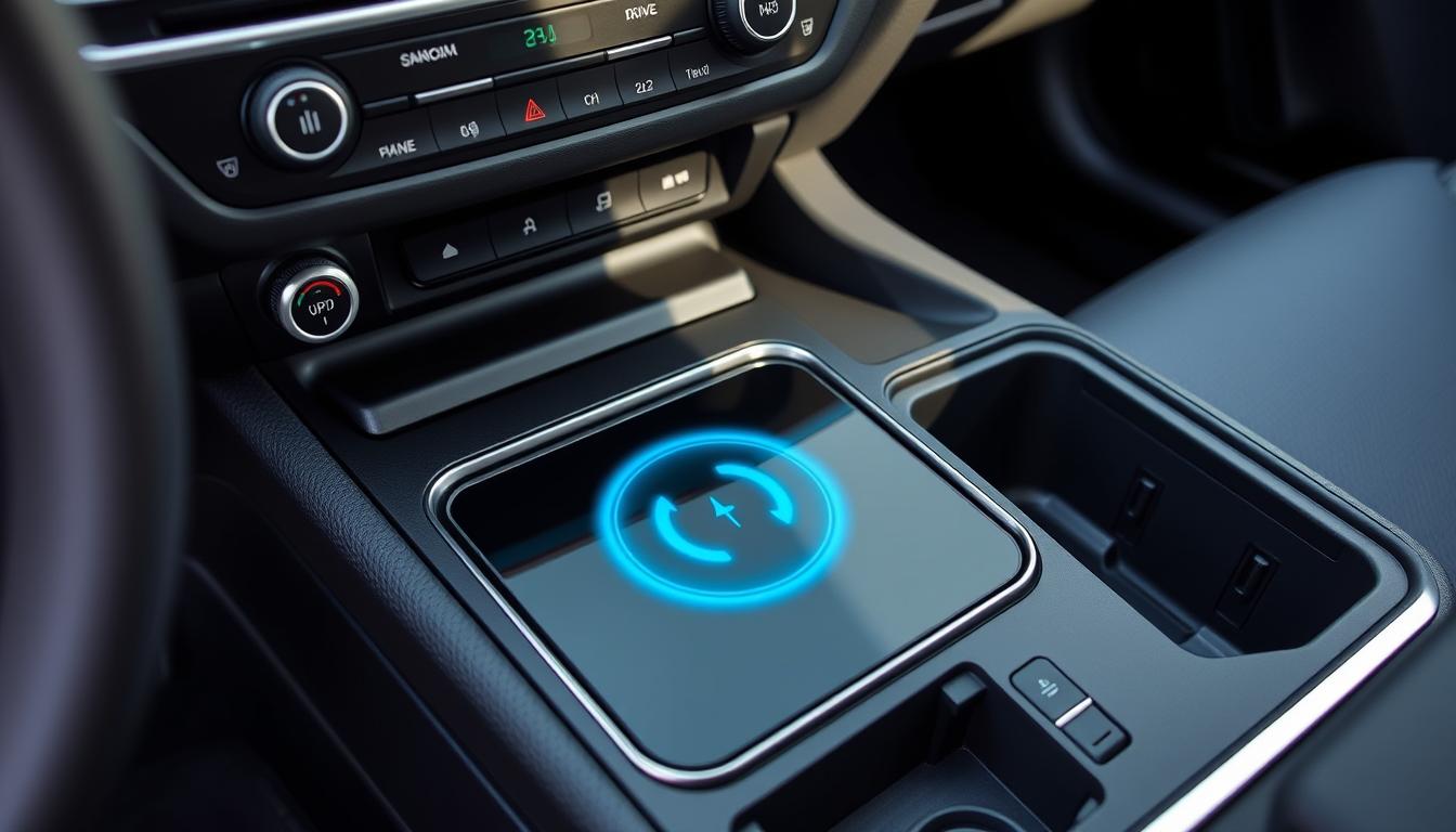 2025 Kia Sorento center console with wireless charging pad and climate controls