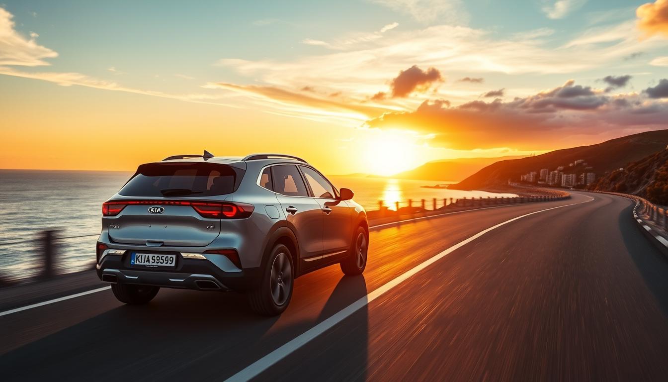 Kia Seltos 2025 on a scenic road, showcasing its design and presence